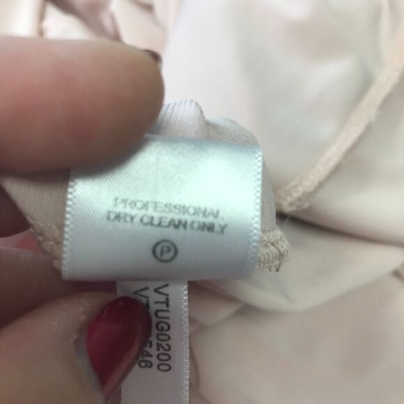 Vicky Tiel Dress Womens XL Pink Sheath Flutter Short Sleeve Flounce Hem Lace - Picture 7 of 7